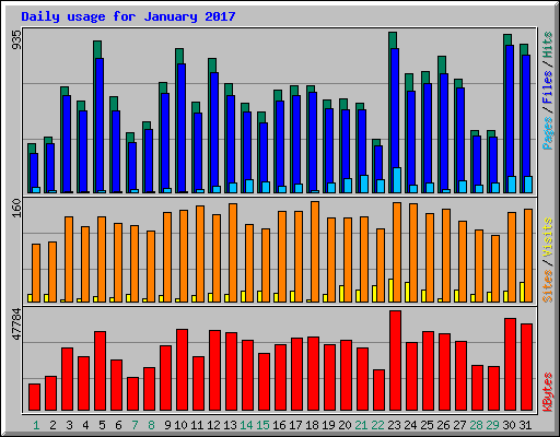 Daily usage for January 2017