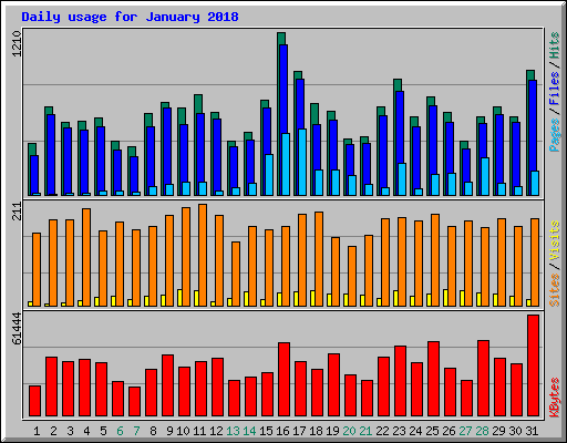 Daily usage for January 2018
