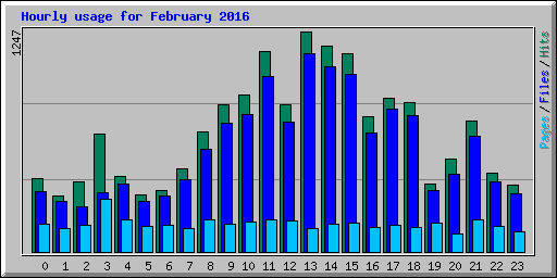 Hourly usage for February 2016